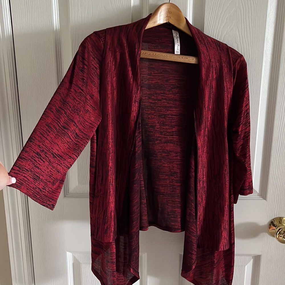 PerSeption Petite Red Open Front Cardigan Size PMedium